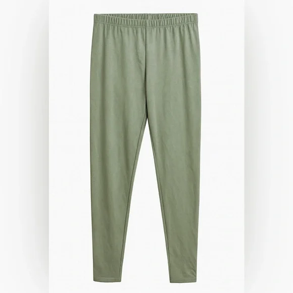 Soft Light Olive Green Leggings – Stretchy Everyday Pull-On Pants - Picture 2 of 6